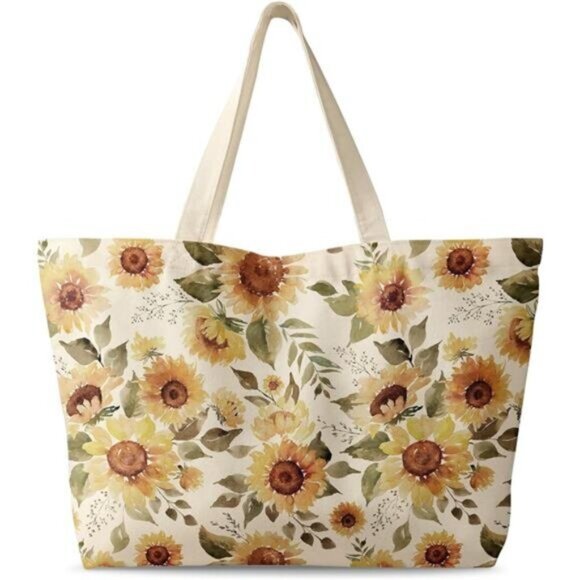 Large Tote Bag for Women - Canvas Tote Bag with Zipper - Picture 1 of 6